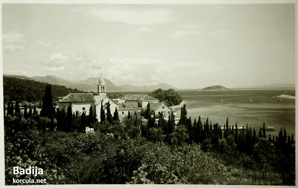 Historical photo of Badija and its monastery