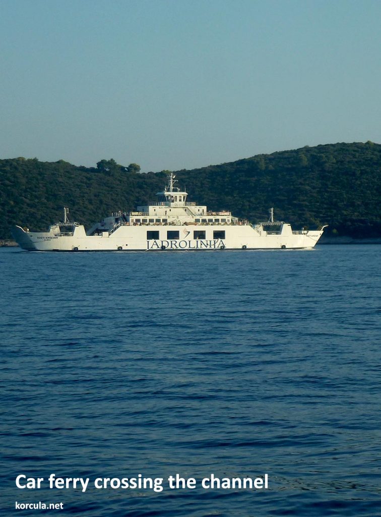 Car ferry crossing the channel from Orebic