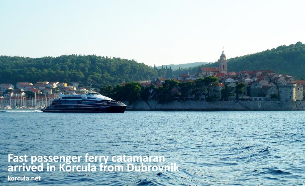 Fast passenger ferry catamaran arrived in Korcula