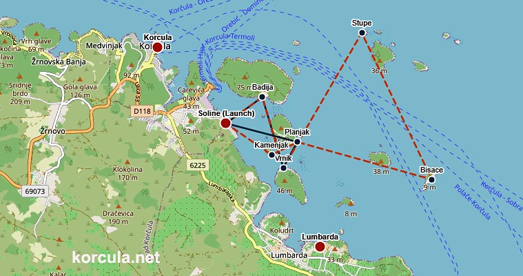 Kayaking in archipelago map