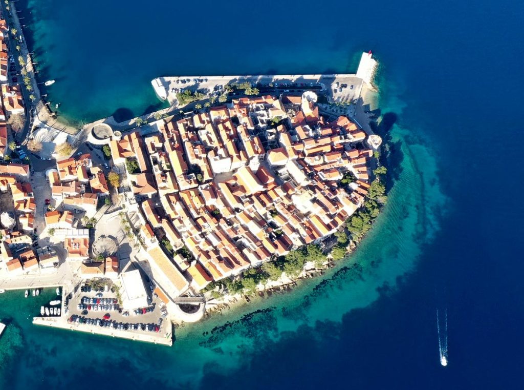 Korcula Old Town Fishbone Street Pattern - seen from East