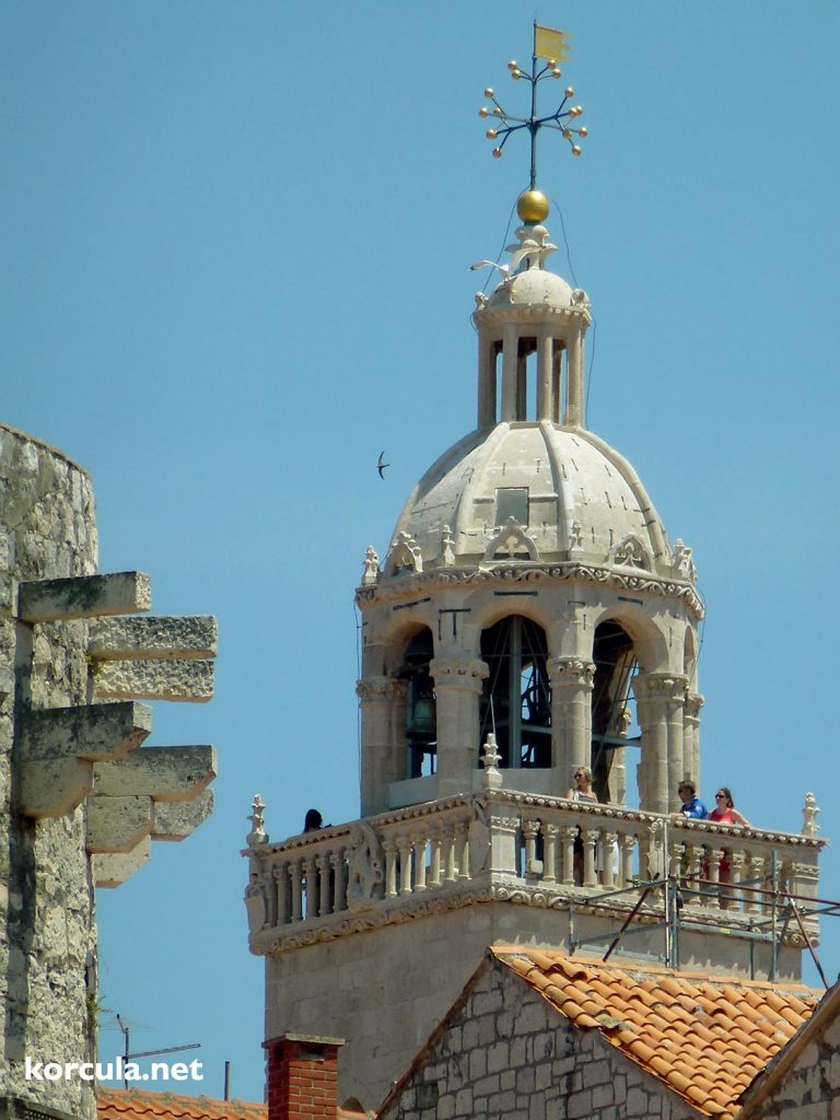 The bell tower of St Mark's Cathedral in Korcula