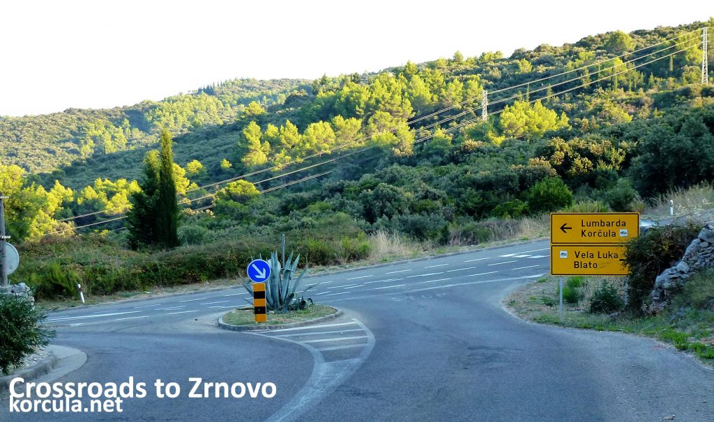 Local crossroads that leads to Zrnovo, Korcula, Lumbarda and Vela Luka